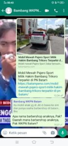 Screenshot nomor WhatsApp jurnalis Batampena.com telah diblokir oleh Bambang Trikoro.