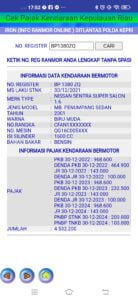 Perhitungan berdasarkan sistem pengecekan pajak kenderaan Ditlantas Polda Kepri mobil memiliki Yudith Wirawan. Perhitungan berdasarkan sistem pengecekan pajak kenderaan Ditlantas Polda Kepri mobil memiliki Yudith Wirawan.