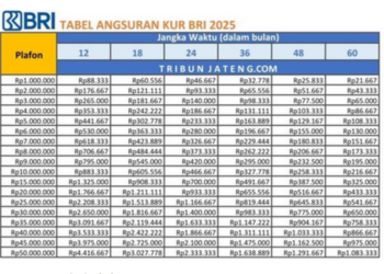 Tabel KUR BRI 2026: Angsuran Rp 1 Juta – Rp 200 Juta