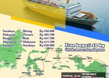 Jadwal KM Sinabung: Bitung-Surabaya-Jayapura