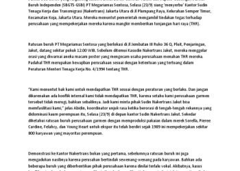 Pekerja Pabrik Dipecat Usai Kritik THR, Pengacara Dilarang Dampingi