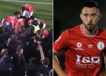 Fence Collapse Injures Footy Star in Crowd Chaos