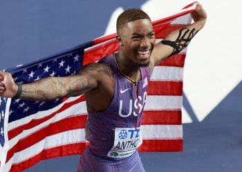 Anthony claims world indoor 60m title as GB’s Azu falls short of medal