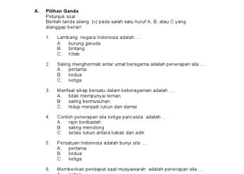 Contoh Soal Ujian Akhir Tahun PPKN Kelas 2 SD