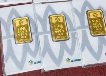 Harga emas Antam melonjak turun Rp 44.000 per gram pada hari ini, April 2026