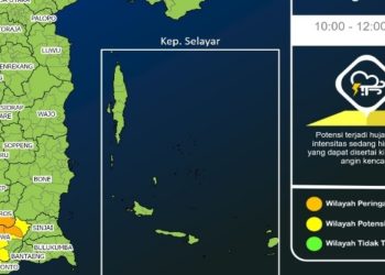 Prakiraan Cuaca Sulawesi Barat 13 April 2026: Hujan Ringan hingga Sedang Siang Ini