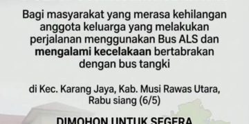 Cari Anggota Keluarga di Bus ALS? Hubungi DVI Polda Sumsel di Nomor Ini