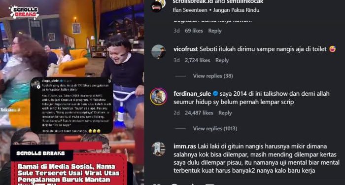 Sule Buka Suara Soal Isu Lempar Skrip ke Kru TV