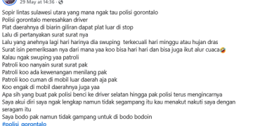 Kronologi Perdebatan Driver vs Polisi Gorontalo yang Viral di Facebook