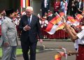 Presiden Prabowo Subianto menyambut kedatangan Presiden Republik Federal Jerman Frank-Walter Steinmeier dalam rangka kunjungan kenegaraan di Istana Merdeka, Jakarta, pada Senin, 15 Juni 2026.