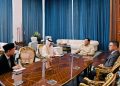 Presiden Prabowo Subianto menerima kunjungan kehormatan Menteri Negara Urusan Luar Negeri Qatar, Sultan bin Saad Al-Muraikhi, di Istana Merdeka, Jakarta, pada Senin, 15 Juni 2026.