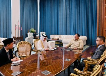 Presiden Prabowo Subianto menerima kunjungan kehormatan Menteri Negara Urusan Luar Negeri Qatar, Sultan bin Saad Al-Muraikhi, di Istana Merdeka, Jakarta, pada Senin, 15 Juni 2026.