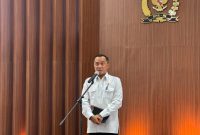 Menteri Sekretaris Negara (Mensesneg) Prasetyo Hadi memberikan keterangan pers kepada awak media di Gedung Nusantara III DPR/MPR RI, Jakarta, pada Senin, 10 Agustus 2026.