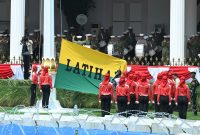 Persiapan pelaksanaan Upacara HUT Ke-81 Kemerdekaan Republik Indonesia mulai memasuki tahap gladi parsial di halaman Istana Merdeka, Jakarta, pada Selasa, 11 Agustus 2026.